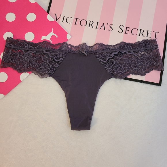 Victoria's Secret Other - VS Dream Angels Silky Nylon Lace Thong Panty Size Sm Gray